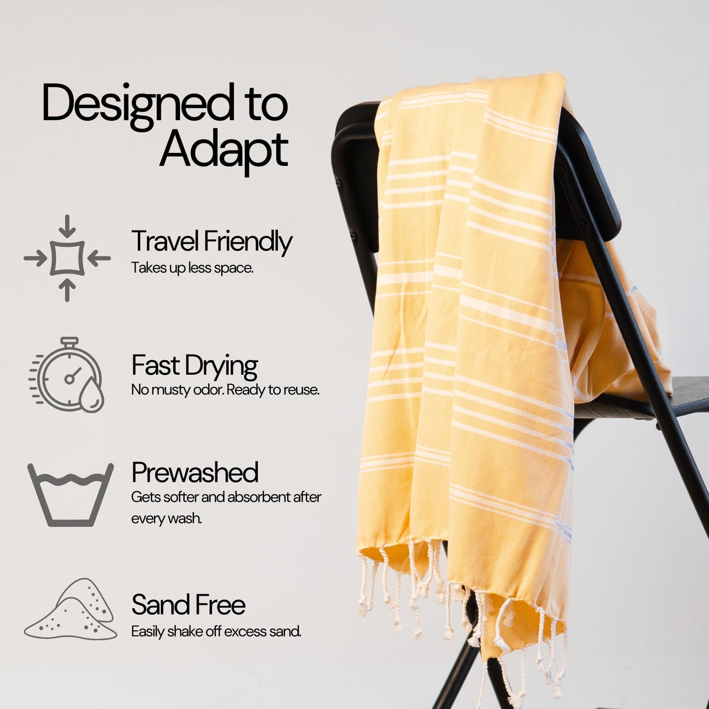 Salt Earth 100% Cotton Sateen Turkish Beach Towel (Set of 4, 36"x72") - Soft, Quick Dry, Absorbent Towels for Bathroom, Home, Travel, Pool, Spa, Bath, Swim - Beach Towels Oversized (Orange, Yellow)