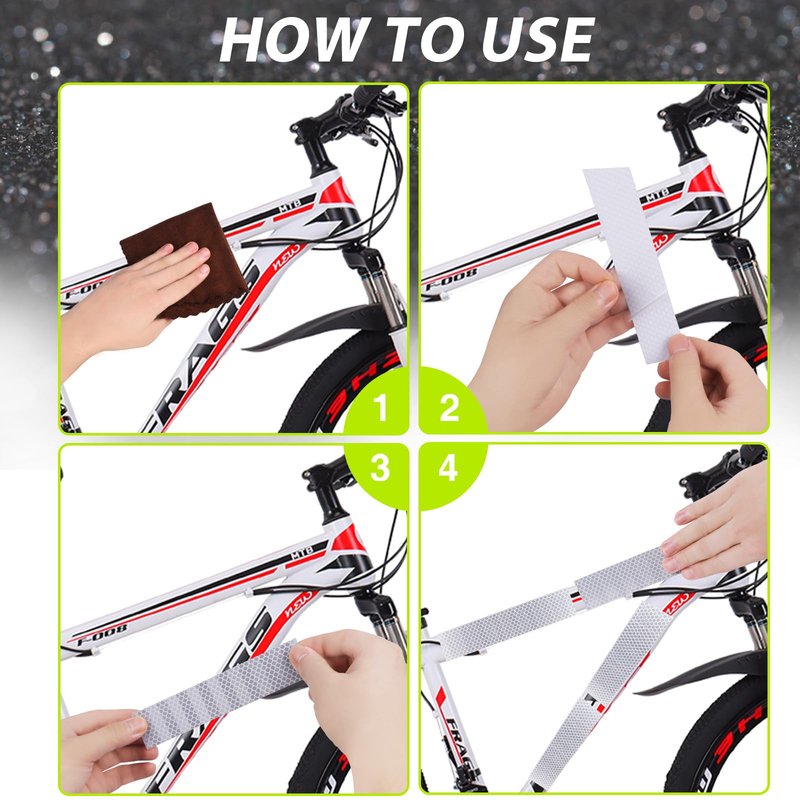 Qishiyi Reflective Stickers for Helmets & Bikes，3M Diamond Grade Tape，10-Pack 1.25x6 Inch White，Mailbox Trailer Hard Hat Safety