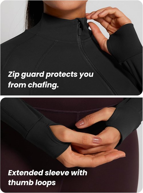 GYM RAINBOW Women's Lightweight Zip-Up Workout Jacket - Slim Fit Athletic Design with Thumb Holes