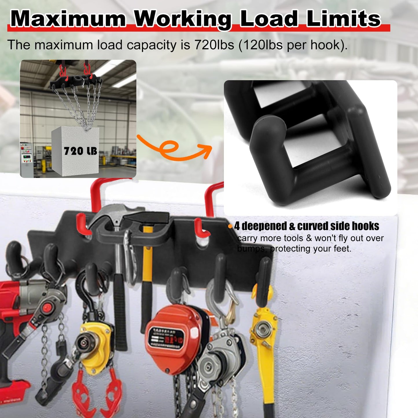 CNQLIS Lineman Tool Board Bucket Truck Tool Organizer for Bucket Hooks and Lineman Bucket Accessories Including 2PCS 2” and 2PCS 3” Aerial Bucket Hooks