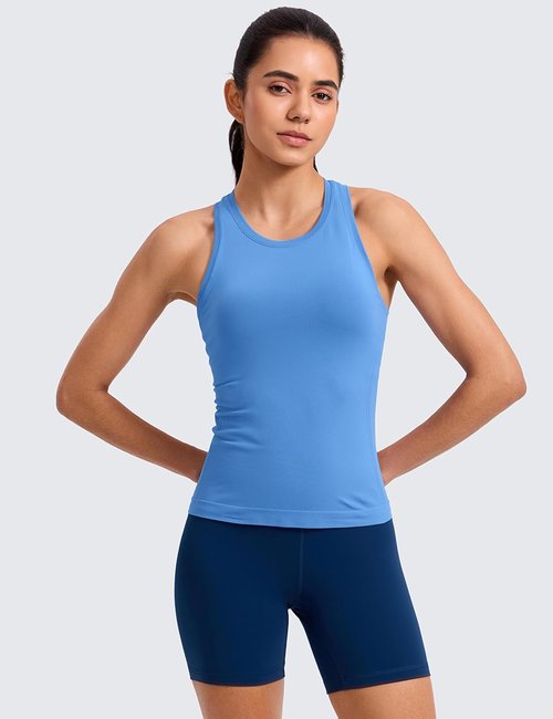 CRZ YOGA Seamless Workout Tank Tops for Women - Breathable Athletic Sleeveless Shirts | Ideal for Gym & Running