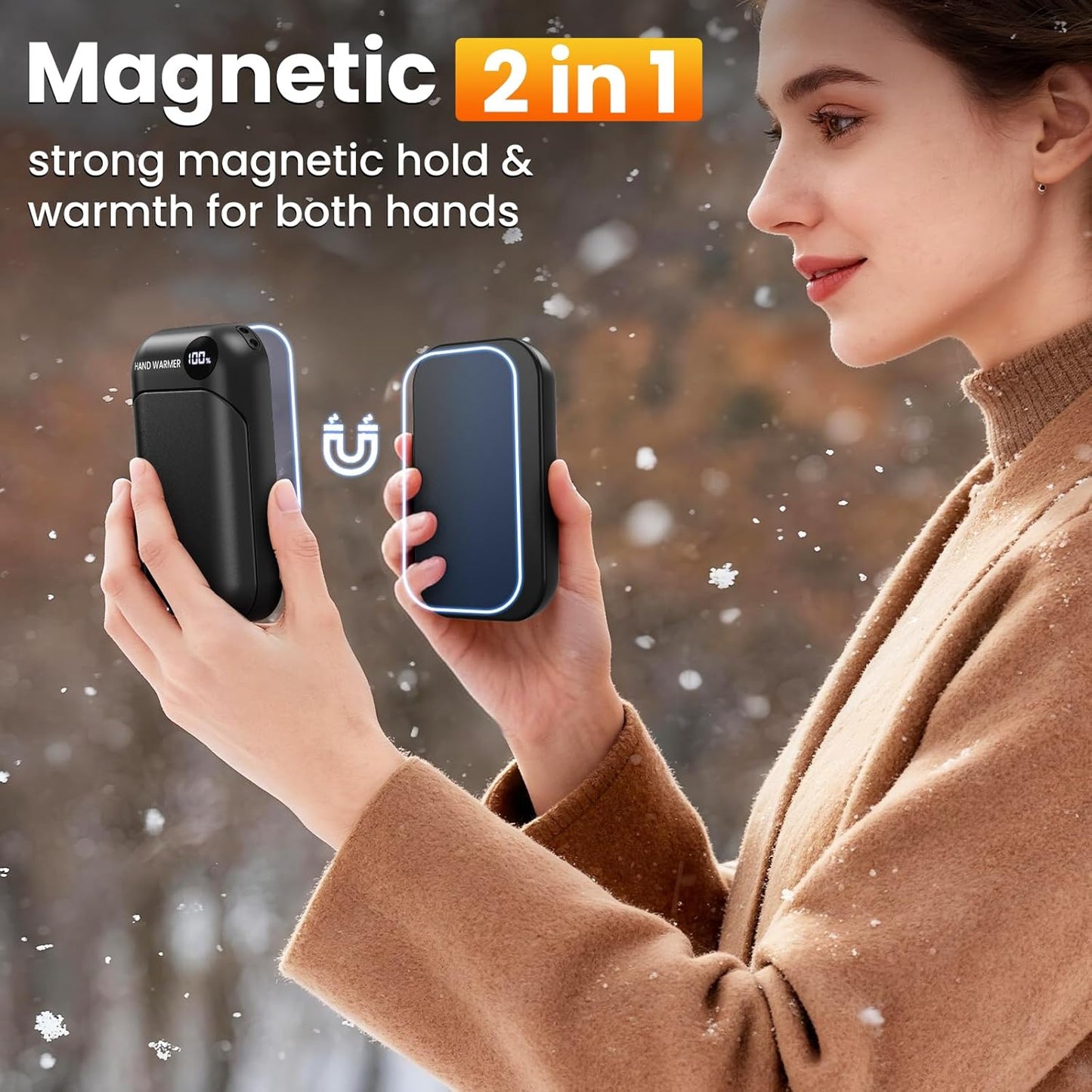 Skiennix Rechargeable Hand Warmers - 4 Heat Levels Up to 131°F | 9-Hour Portable Heating for Outdoor Activities