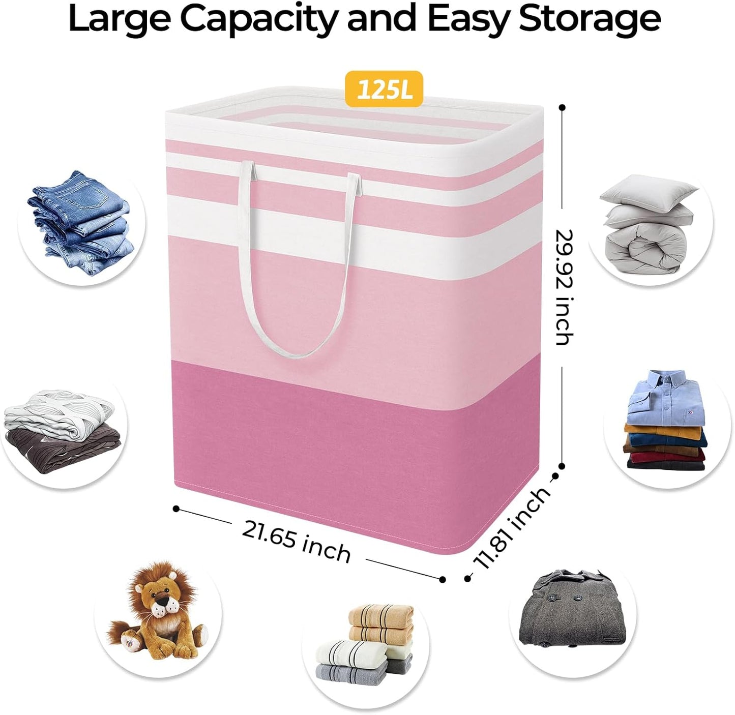 Waterproof 100L Laundry Basket Set - Collapsible Freestanding Hamper with Extended Handles - 2-Pack Gradient Grey for Clothes & Toys