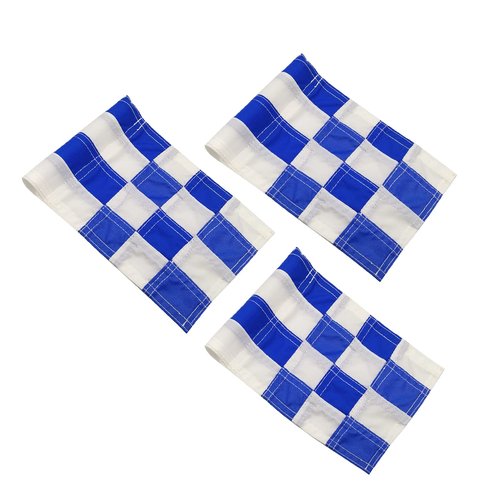 Checkered Golf Flags with Tube Inserted,8” L x 6”H Mini Putting Green Flags for Yard Indoor Outdoor Backyard Garden, 420D Nylon Pin Flag (Blue/White,3sets)