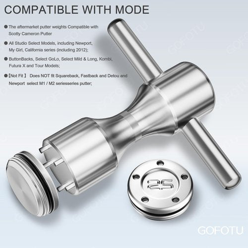 Gofotu Golf Weight 2pcs 5g/10g/15g/20g/25g/30g/35g/40g/45g Golf Weights Wrench Kit Compatible with Titleist Scotty Cameron Putter Newport (2pcs 25g+Wrench)