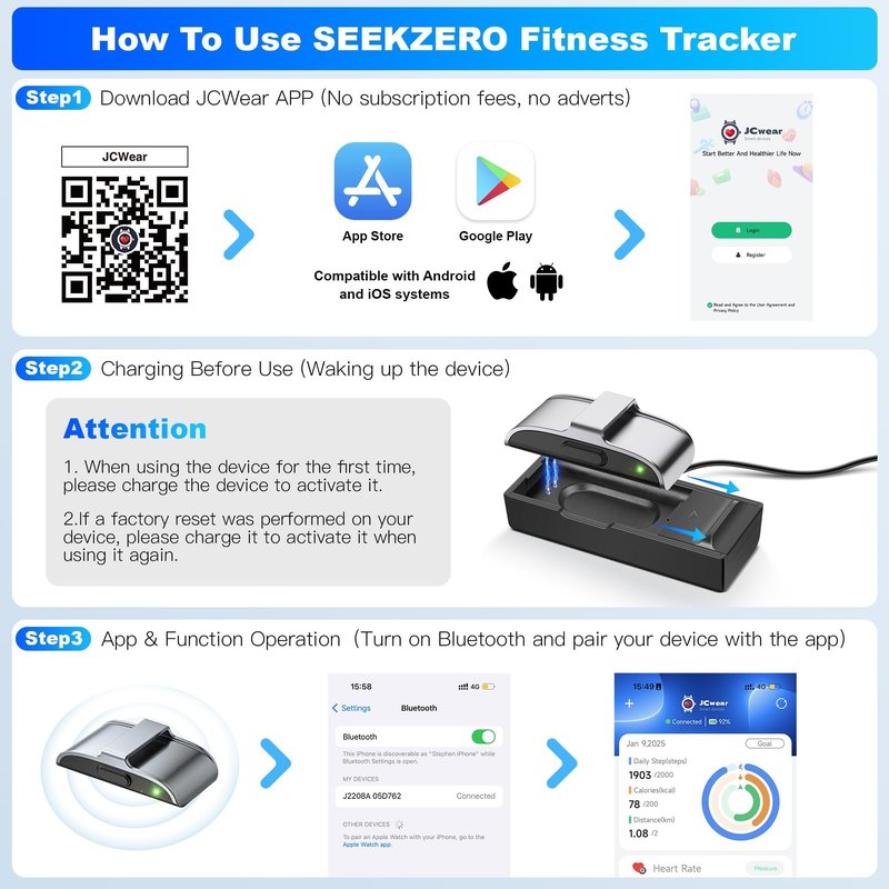 Fitness Tracker with Blood Pressure & Blood Oxygen Monitor, 24/7 Heart Rate Sleep Tracking, IP68 Waterproof Smart Watch, Step Calorie Counter, Activity Tracker for Men Women - No Subscription