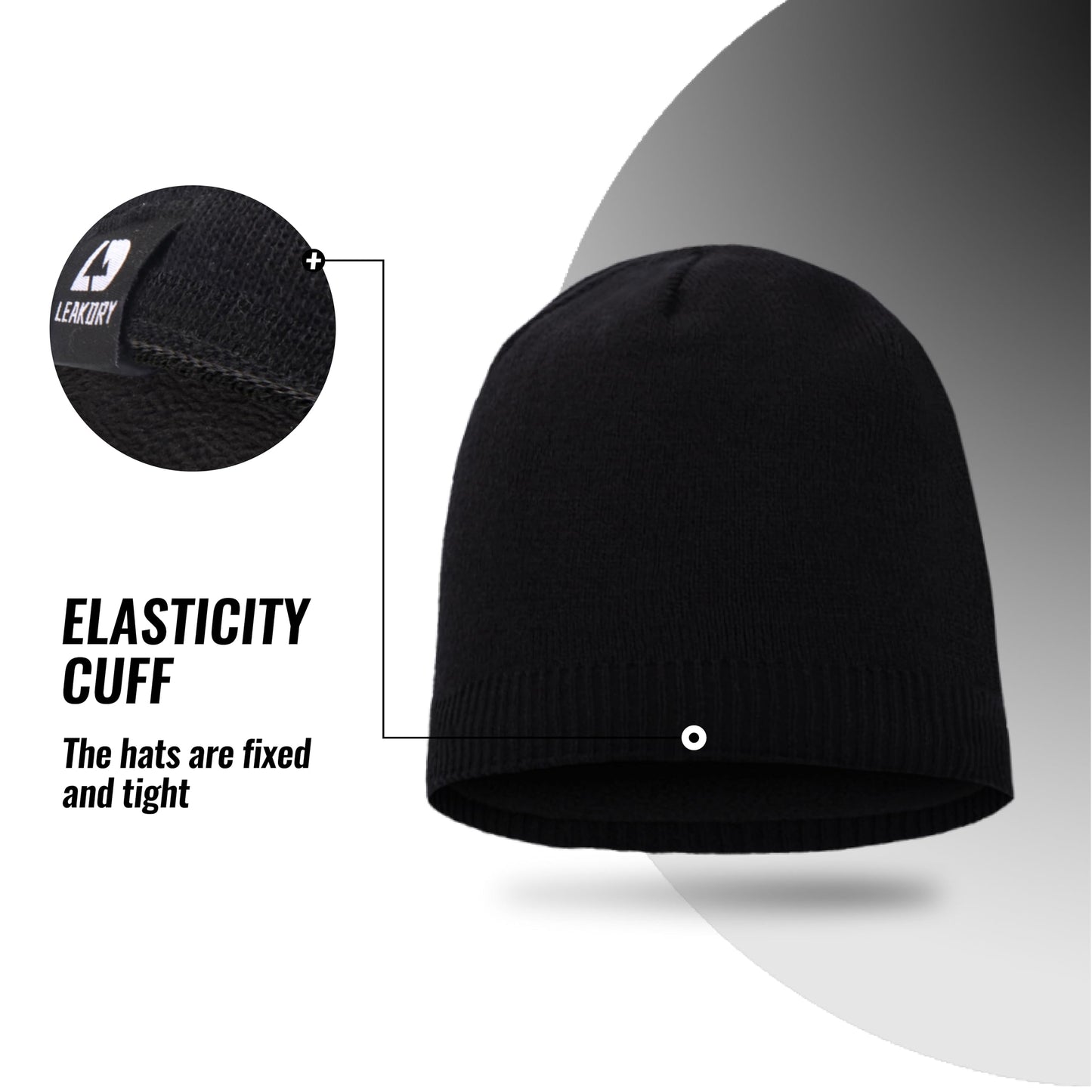 LEAKDRY Waterproof Beanie,Wool Thermal Insulated Beanie,Fleece Lined Hat,Windproof Causal Cold Weather Winter Hat for Ski (US, Alpha, One Size, Solid/Black)