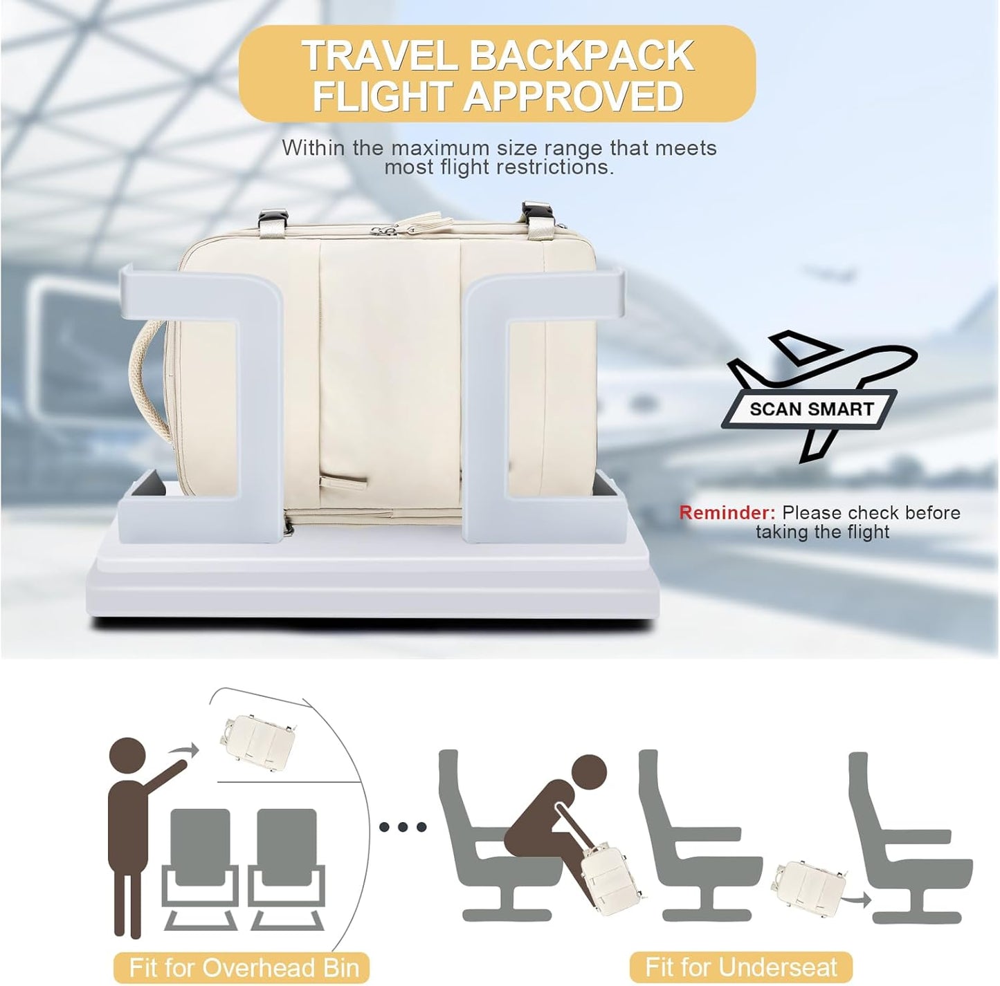 Skiennix Large Travel Backpack - Airline Approved & Waterproof - Perfect for Men & Women