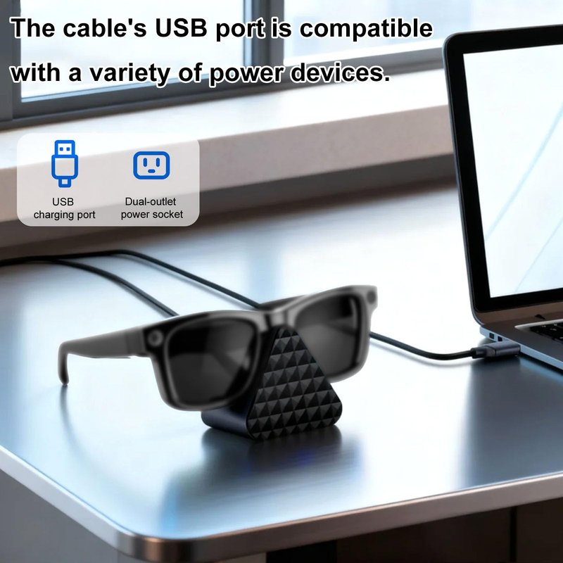 Glasses Charger for Meta, Black Smart Glasses Charging Dock with Adapter for Fast Magnetic Charging Station RW4008 RW4006