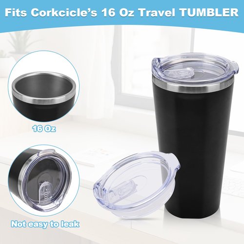 2Pack 16oz Replacement Lid Set for Corkcicle Tumbler,Double Sealing Spill Proof Replacement Top Compatible with 16 oz Cork cicle Travel Coffee Mug,2.9in Drink Cup Lids Fit for Corkcicle Water Bottle