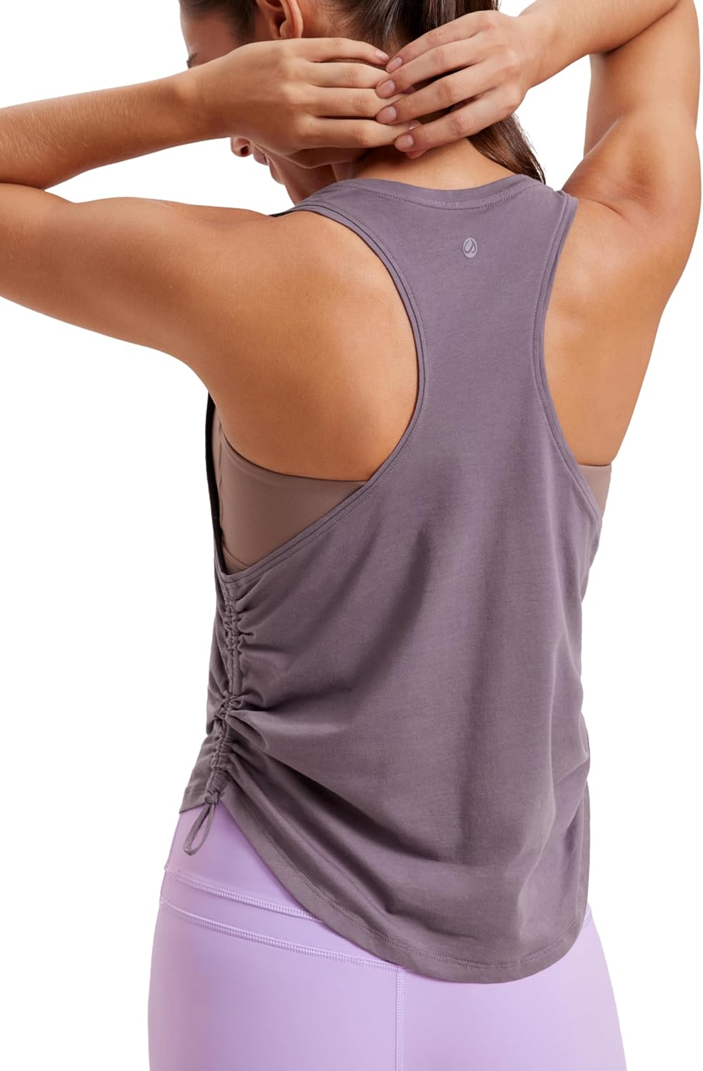CRZ YOGA Pima Cotton Tank Top for Women - Ruched Side Design | Casual Racerback Sleeveless Workout Shirt