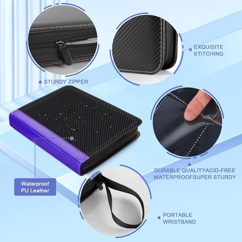 CLOKORIA Trading Card Binder - 440 Card Holder Case with 55 Sleeves | Purple Black TCG Album
