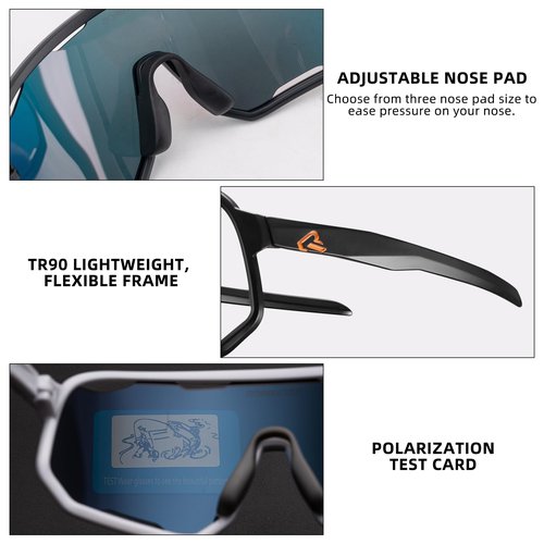 ROCKBROS Photochromic Sunglasses for Men Women,UV400 Protection Cycling Glasses,MTB Cycling Sports Sunglasses,3 Lenses
