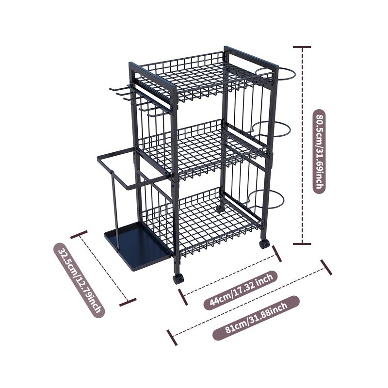 ULAIHOMN Home Gym Storage Rack, 3-Tier Dumbbell Rack with Ball Holder & Side Basket, Heavy Duty Vertical Workout Equipment Organizer for Yoga Mats, Lockable Wheels