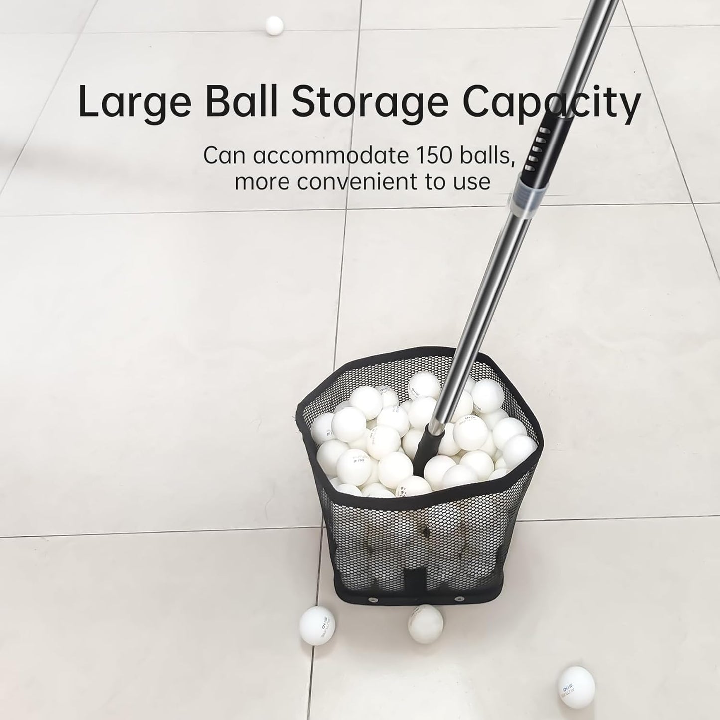 PONGBOT Ping Pong Ball Picker - Retractable Collector Holds 150+ Balls for Easy Storage