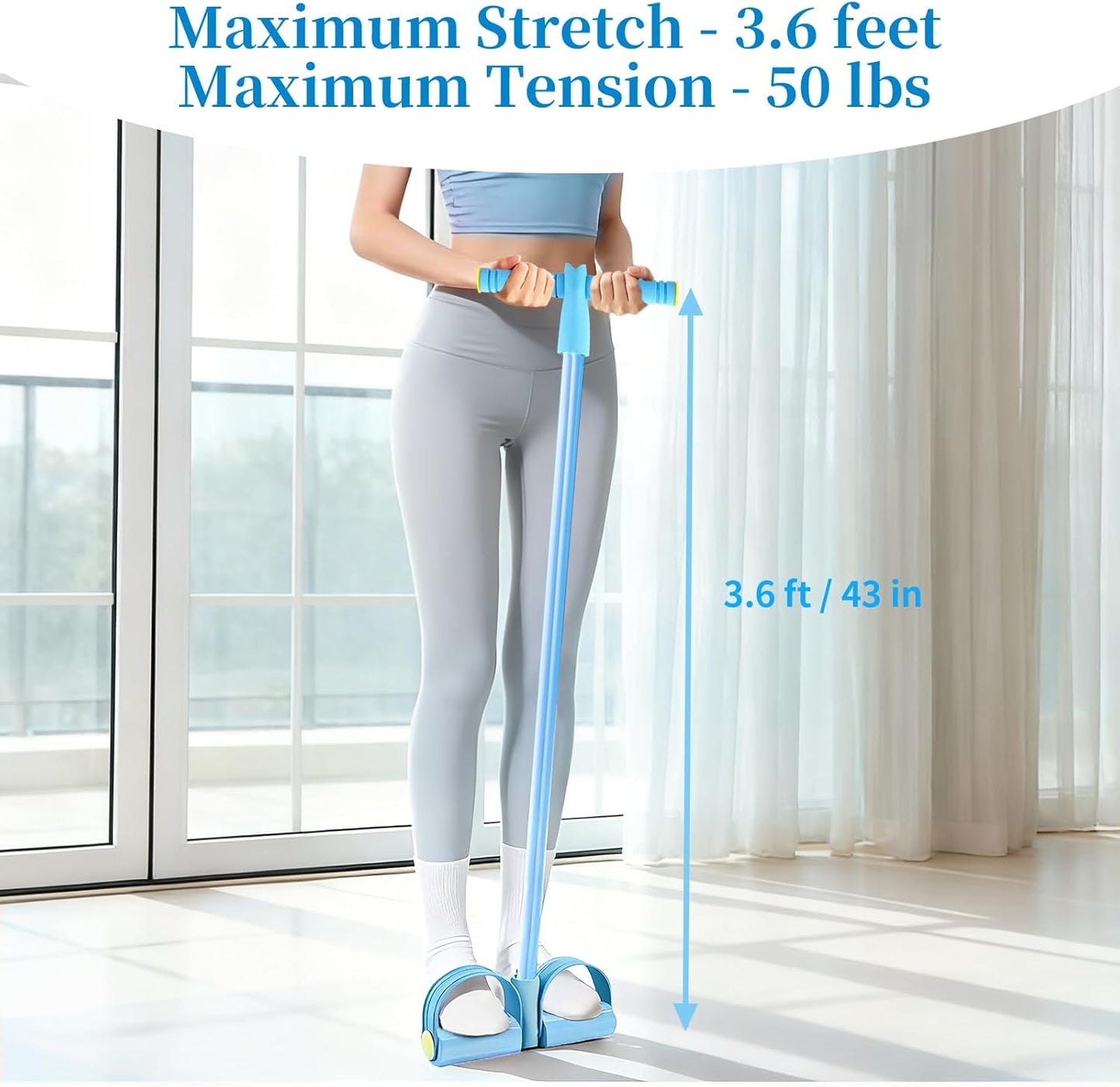 Pedal Resistance Bands by [Brand Name] - Upgrade 6-Tube Manual Tension Training | Natural Rubber for Full-Body Fitness