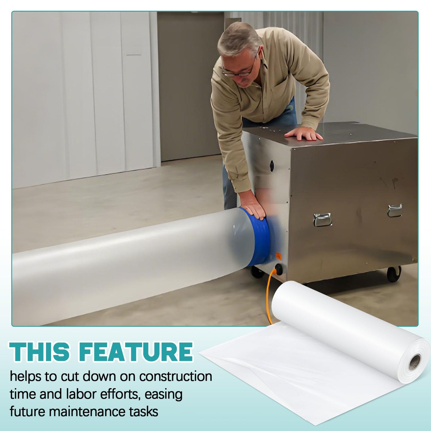 Frienda 200 ft Lay Flat Ducting Poly Tubing, Fits 8" and 12" Blowers