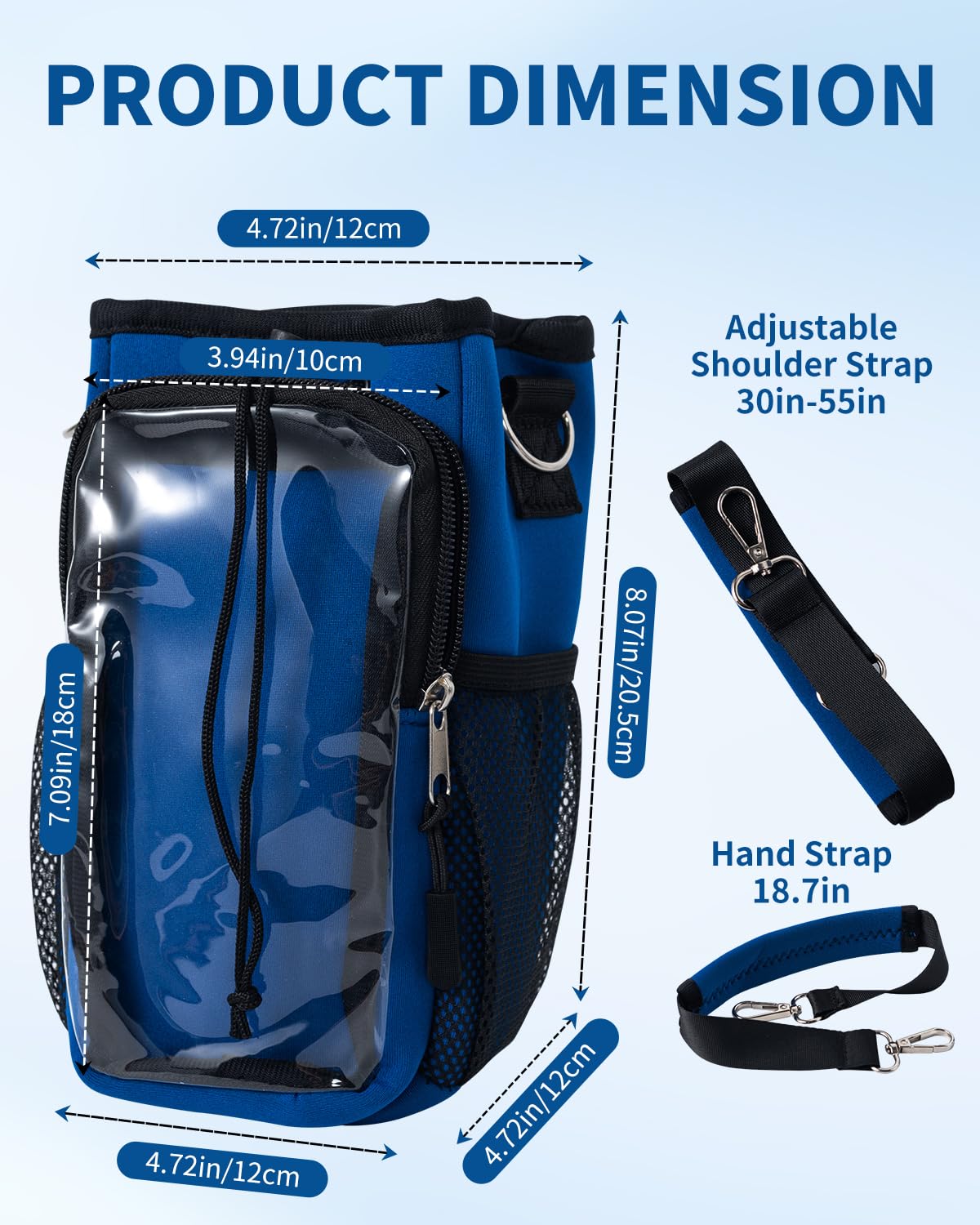 RivuletCore Magnetic Gym Water Bottle Bag Holder Carrier with Phone Pocket and Shoulder Strap Crossbody Sling Cup Pouch Sleeve Workout Essentials for Men and Women