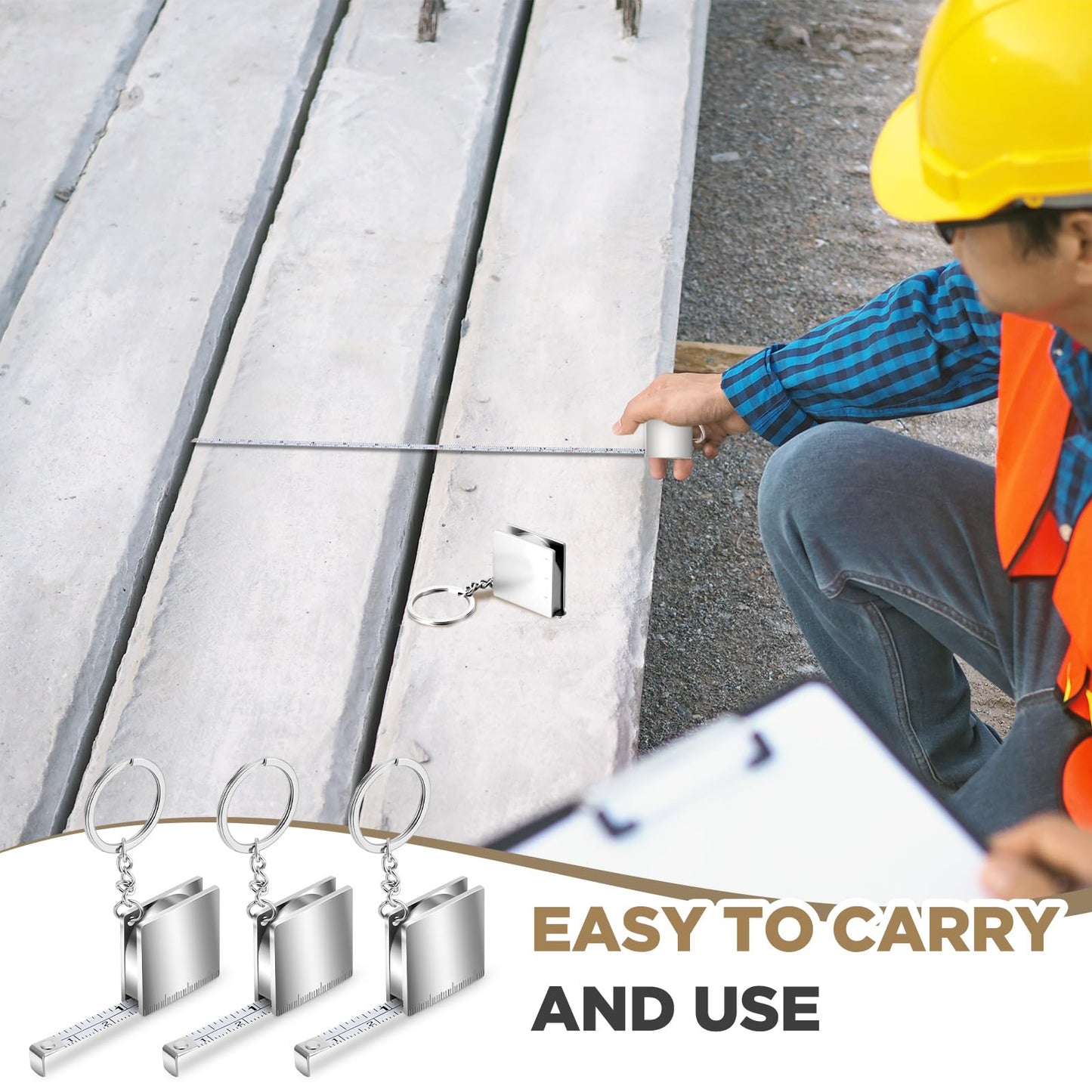 Quelay 2 Pcs Mini Measuring Tape Metal Keychain Tape Measure up to 51.97 Inches/ 4.33 ft Metric Measurement Small Retractable Measure Keychain (Silver)