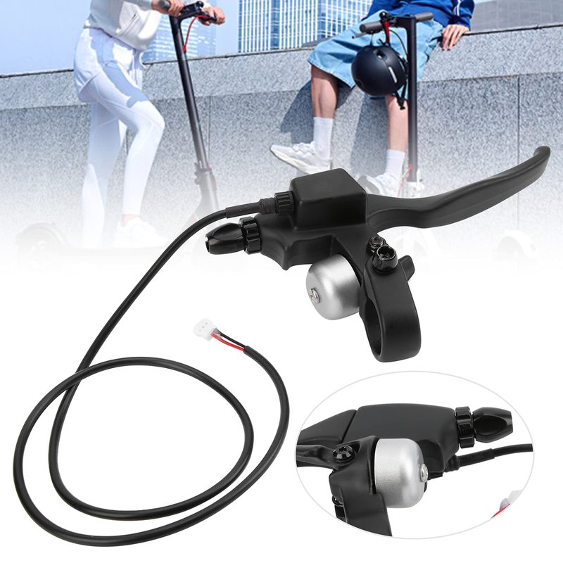 Pissente Brake Level with Bell, 8.5in Electric Scooter Brake Handle Scooter Handlebar Brake Level Replace with for 8.5in Scooter with 22mm Handle Diameter and Wire Pull Brake