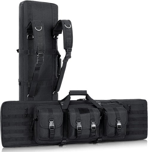 DULCE DOM Double Rifle Case - Tactical Soft Padded Backpack for Hunting & Shooting | 36-48 Inch, Heavy-Duty Storage for 2 Rifles & Pistols