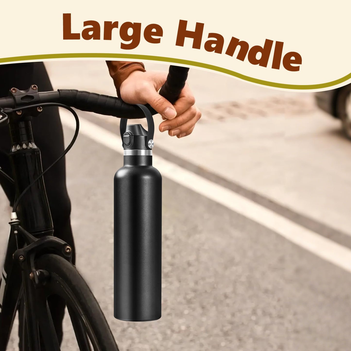Auto Flip Lid for Hydro Flask Standard Mouth Bottle, Spout lid for HydroFlask Narrow Mouth Bottle, Replacement Lid with Button Lock, Black 2 PCS