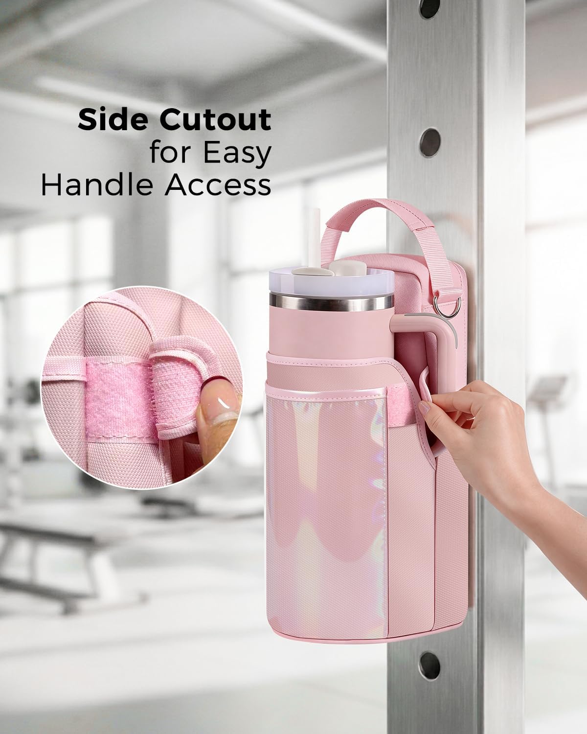 Skiennix Magnetic Gym Bag for Women - Water Bottle Holder & Touchscreen Pocket | Fits 40oz Tumbler, 4 Built-in Magnets, Shoulder Strap