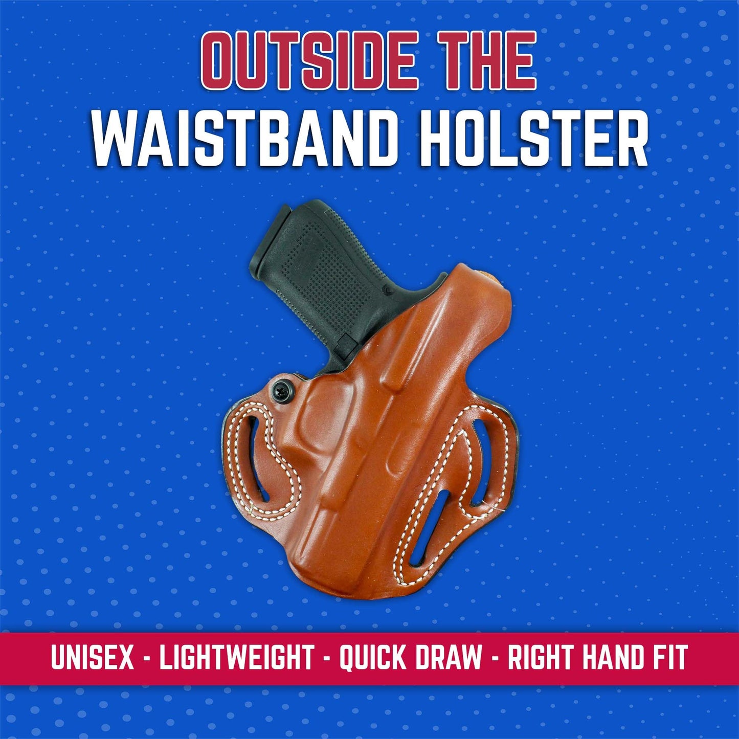 DeSantis Thumb Break Scabbard - OWB Gun Holster for Men and Women - Compatible with Glock 19, 19 Gen 5, 19X, 23, 32, 36, 45 - Tan, Leather, Right Hand Draw