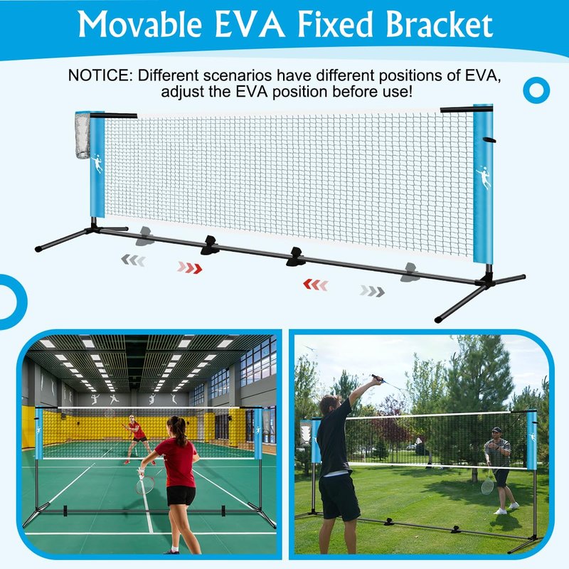 Pickleball Badminton Net Set for Backyards, All-in-One Portable Volleyball Combo Set with Adjustable Net, Volleyball Pickleball Paddles & Badminton Rackets for Indoor Outdoor