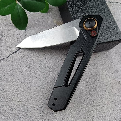 Multifunctional Knife, EDC Folding Pocket Knives For Men, 2.75in Stonewashed Reverse Tanto Blade, Black Aluminum Handles With Pocket Clip for Outdoor Camping