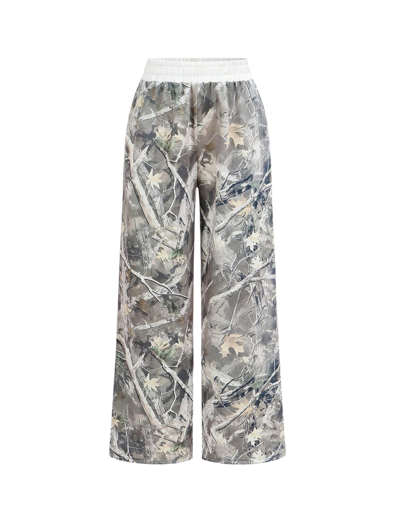 BEAUDRM Girl's Y2k Camo Graphic Baggy Sweatpants Elastic Waist Wide Leg Workout Athletic Track Pants Trousers Army Green 11Y