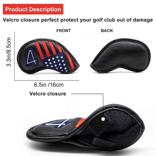 Golf Iron Head Covers Set Iron Headcover Wedge Cover Golf Iron Club Cover USA American Flag for PXG0311