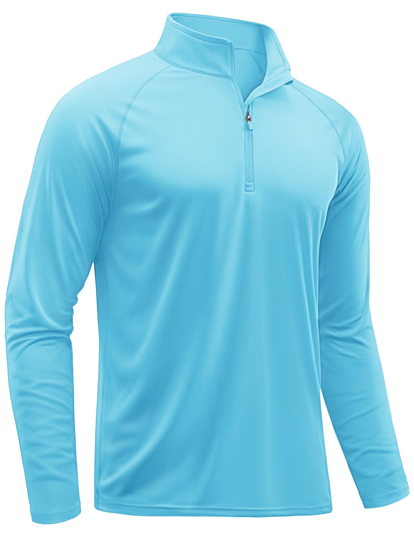 TACVASEN Long Sleeve Swim Shirts for UPF 50+ Sun Protection Running Shirts Quick Dry Rash Guard Outdoor 1/4 Zip Pullover T-Shirts Dry Fit Blue