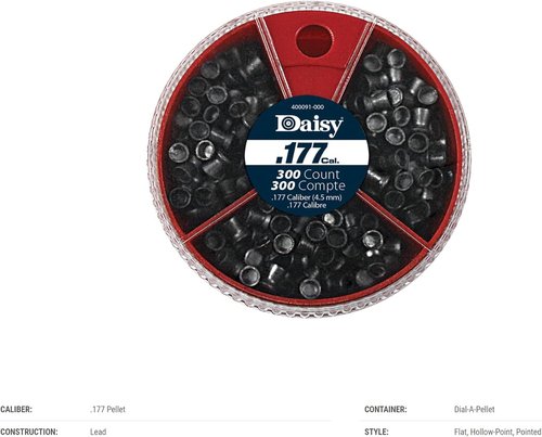 Daisy Dial-A-Pellet .177 Caliber Pellets - 300-Count Assorted Precisionmax Styles in Twist-Top Container
