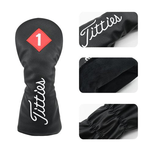 Titties Head Cover – Funny Driver Headcover, Parody Style, Funny Golf Head Covers, Cover for Men, Premium, Fits 460cc, Funny Golf Gift, Golf Head Covers Funny