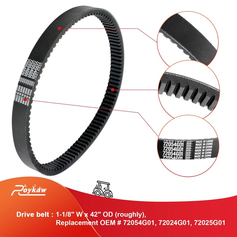 Roykaw Golf Cart Clutch Drive Belt & Starter Generator Belt Kits Compatible with EZGO TXT/Medalist 4 Cycle Gas 350cc/295cc 1994-up Golf Cart Models OEM #72054G01,72024G01,72025G01,26414G01,630587