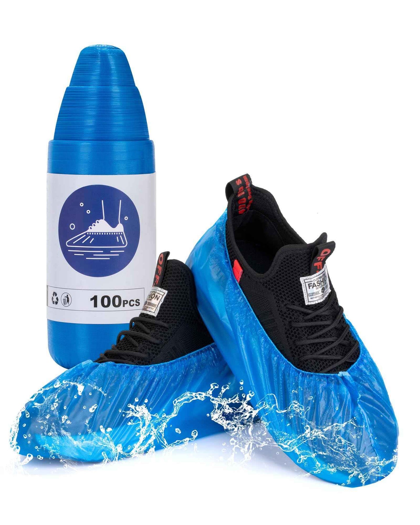 300 Pack (150Pairs) Shoe Covers Disposable Non-Slip, Waterproof Boot Covers with Compact Roll for Easy Storage, Plastic Shoe Covers for Indoor Use, Home Cleaning,Visting, One Size Fits Most