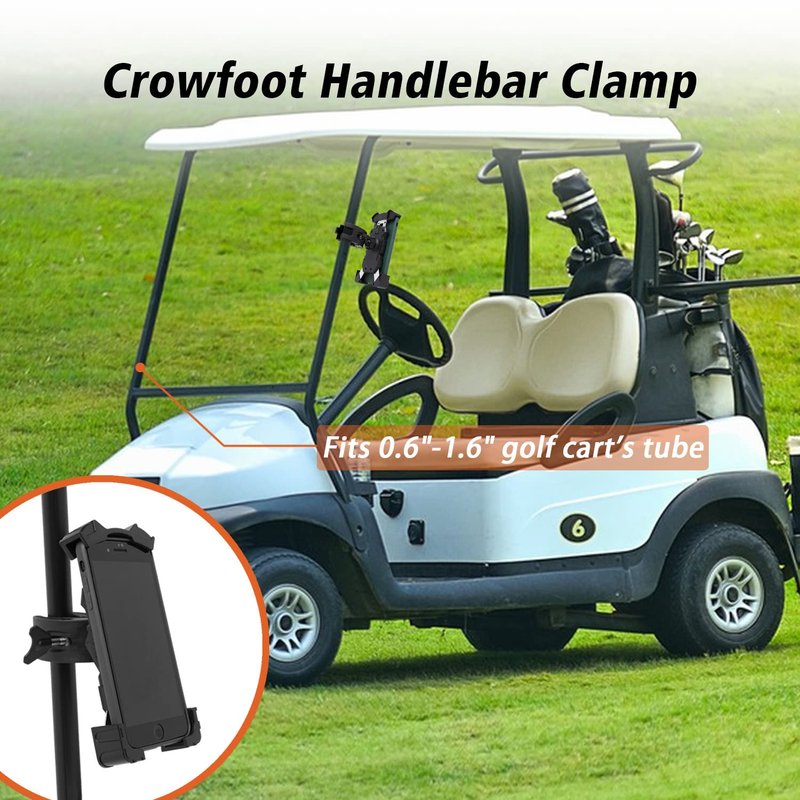 ACCTOLF Golf Cart Phone Holder, Adjustable Cell Phone Holder Mount for Golf Cart/Push Cart/Golf Club/Flag Pole, No Shaking Cell Phone Clamp for iPhone 13/12/ 11 Pro Max Galaxy S10/ S9
