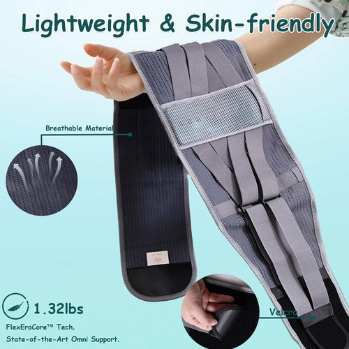 King Mills Plus Size Back Brace for Lower Back Pain, Breathable Obese Belly Support for Sciatica, Back Pain, Scoliosis, Two Sets of Support Bars. Lightweight. (Belly: 52" - 60")
