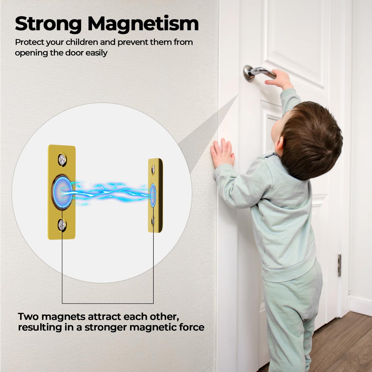 Tonitrui Silent Door Ball Catch, Adjustable Strong Magnet Door Catch,Using Completely noiseless,Perfectly Replacing The Old Ball Catch(Gold 2 Pack, Upgraded Version)