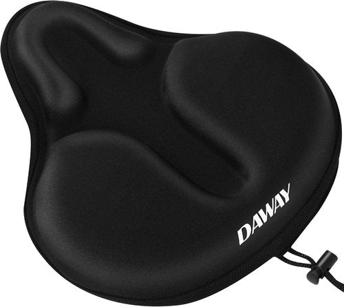 DAWAY Bike Seat Cover - Comfortable Silicone Gel & Memory Foam Cushion for Men & Women | Fits Peloton, Stationary & Mountain Bikes - XL/Large/Small