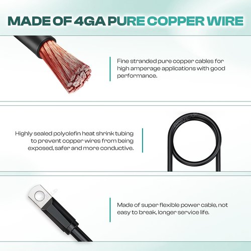 DRIVE UP Golf Cart Battery Cable Set 4 Guage for EZGO TXT Medalist 1994-Up 36V 48V Models(Set of 5)