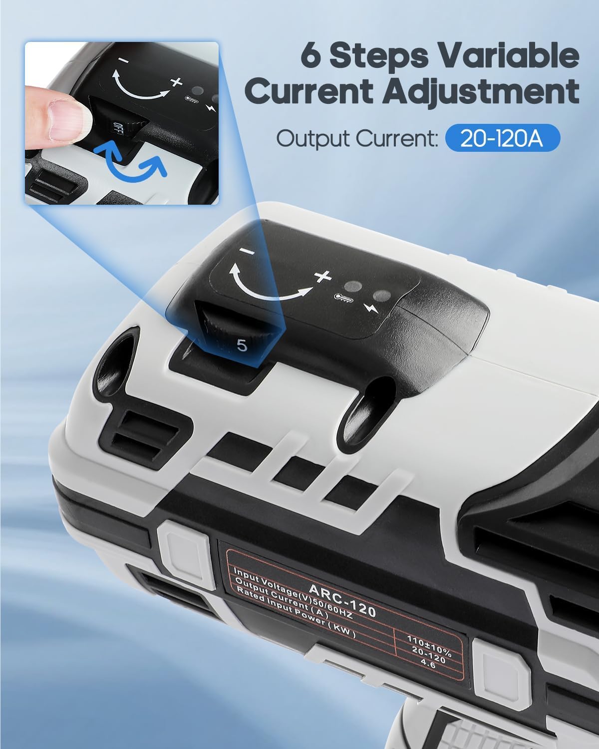 Handheld Welder Machine, 110V Portable Welding Machine with IGBT Inverter 6 Variable Current Adjustment 20-120Amp Welding Output Handheld ARC Welding Gun for 1/16"-1/8" All Size Welding Rod