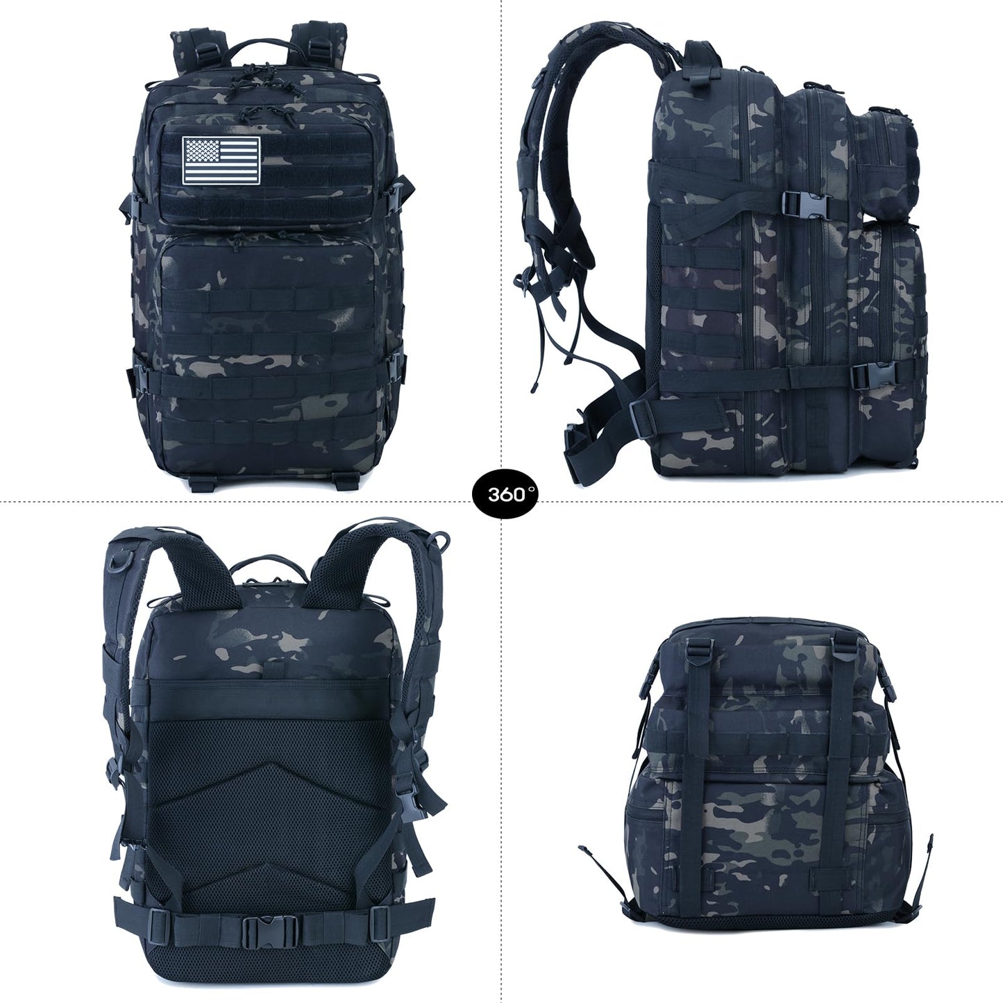 Createy 45L Military Tactical Backpack Large 3 Day Assault Pack Molle Bag Rucksack Bug Out Bag for Camping Hunting Hiking