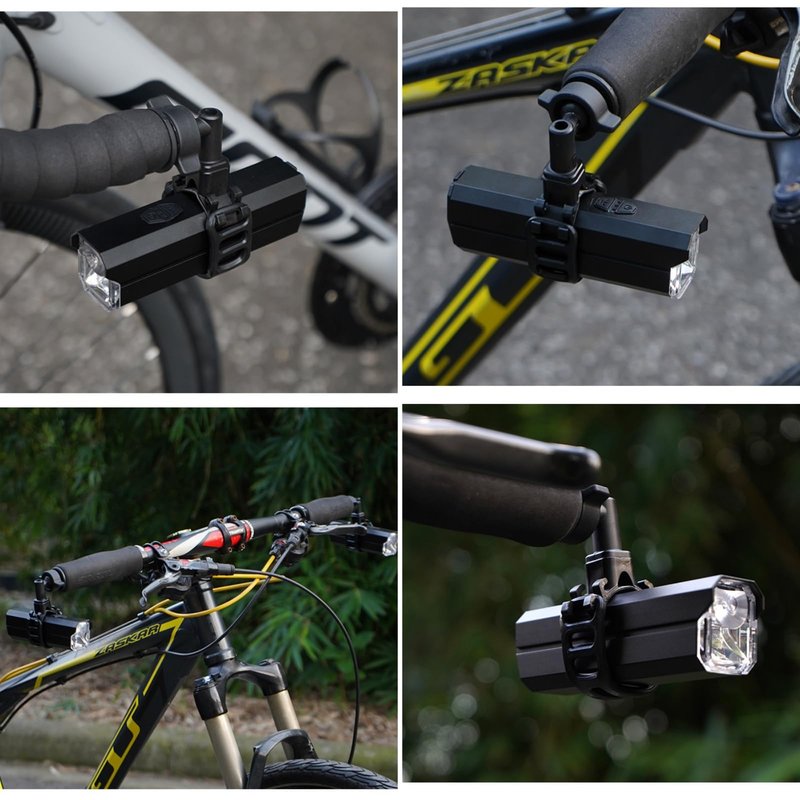 SUKOUSRAM 360° Adjustable Handlebar Flashlight Mount, Universal Bike Light Holder for Mountain and Road Bikes, Black