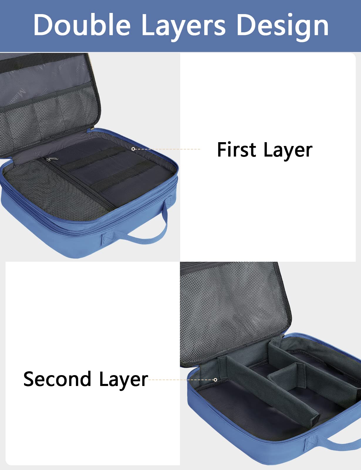 MATEIN Electronics Organizer, Cable Organizer Bag Electronic Accessories Case with Handle for Cable, Cord, Tablet, Charger, Phone, Double Layers Tech Case Travel Gifts for Men and Women, Blue