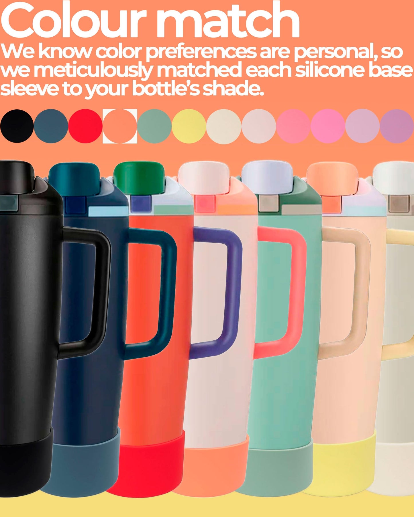 Kaitiaki Silicone Boot for Owala 30oz & 40oz FreeSip Sway Bottles & Tumblers - Non-Slip, Scratch-Resistant, Stability Enhancer, Available in 12 Colors (Nectarine Orange)