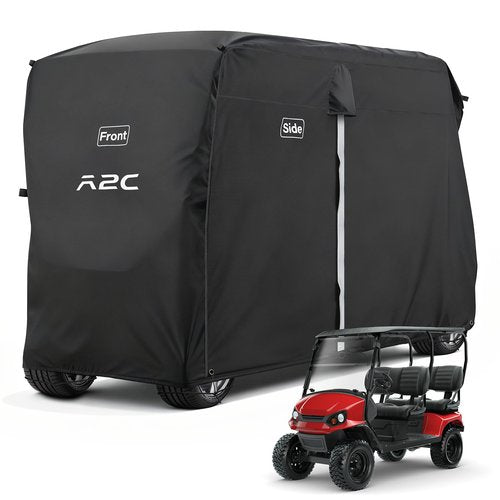 A2C Golf Cart Cover, 600D Heavy Duty Waterproof 4 Passenger Cart Cover,UV Resistant & Windproof Covers, Compatible with EZGO, Club Car, Yamaha