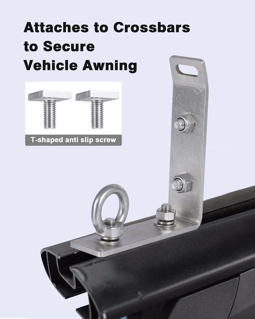 Load Stops Replacement T-Slot Truck Cross Bar, 304 Stainless Steel Roof Rack Brackets, Easy Install No Drilling, for Ladders, Kayaks, Skis, Pickup Truck & SUV Owners – 4 Pack
