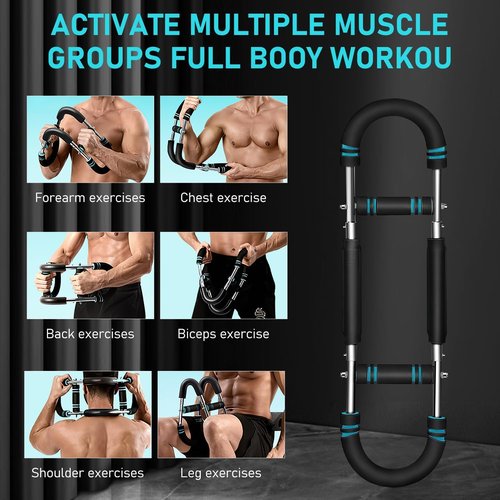 Twister Arm Trainer, Adjustable(60-110) Power Twister Bar, Gorilla bar for chest workout, Portable Detachable Upper Body Fitness Machine for Home & Gym